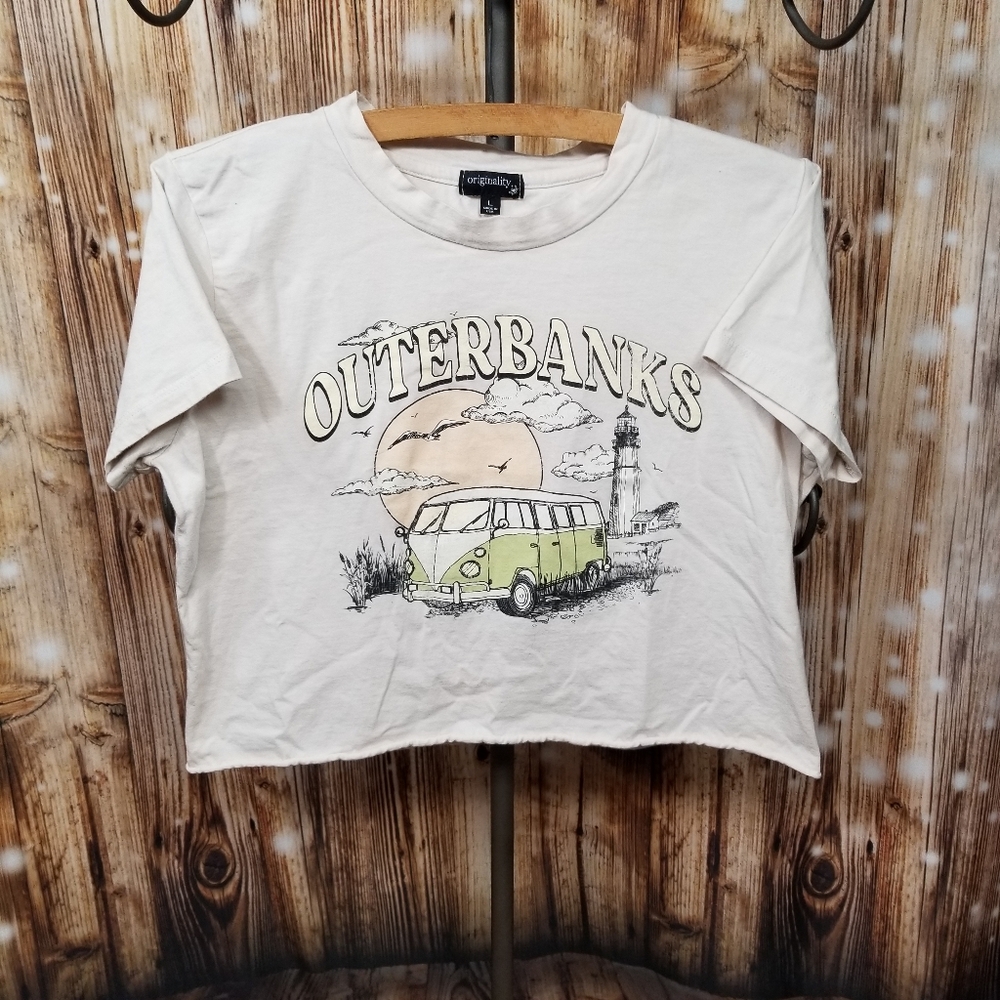 Originality Outer Banks Graphic Print Crop Top Juniors Lg Short Sleeve Shirt